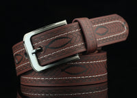 Men's Pattern Faux Leather Belt – Casual Pin Buckle Woven Waist Belt