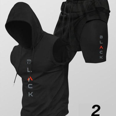 Men's Hooded Tank Top & Shorts Running Set