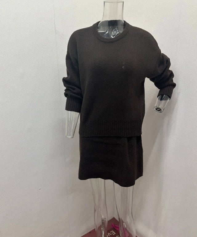 Sweater Skirt Sets For Women 2 Pieces Knit Casual Versatile Long Sleeve Pullover Elegant Solid High Waist Mini Skirt Outfit What Else You Got?