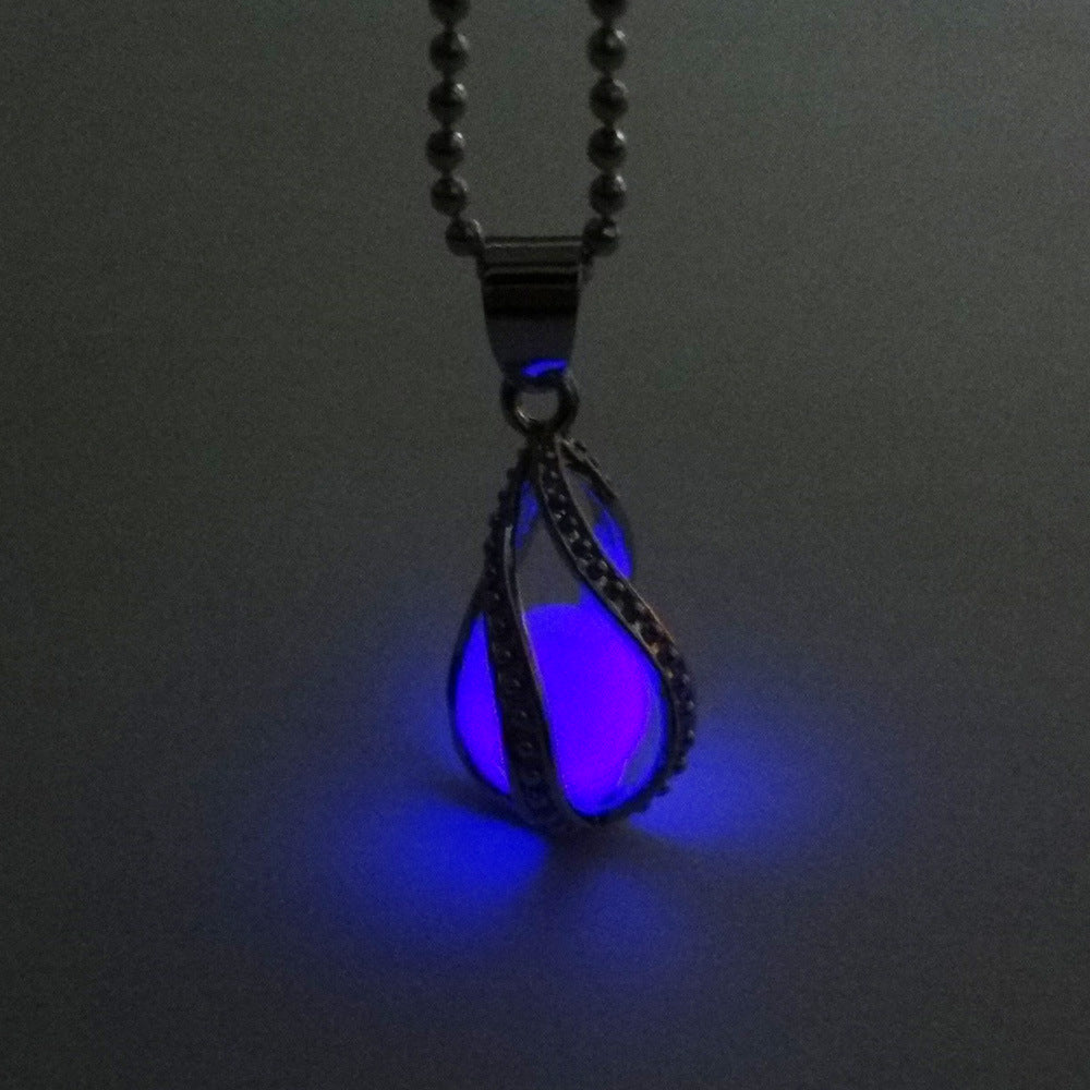 Glow-in-the-Dark Spiral Water Drop Necklace – Luminous Pendant Clavicle Chain What Else You Got?