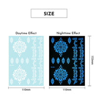 Glow-in-the-Dark Henna Tattoo Stickers - Luminous Lace Designs for Festive Celebrations & Parties