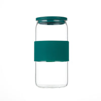 Aesthetic Ribbed Glass Can Tumbler with Bamboo Lid & Glass Straw