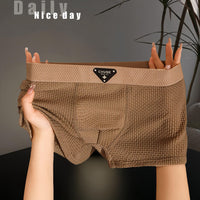 Men's Ice Silk Boxer Briefs – Breathable Mid-Waist Sport Underwear