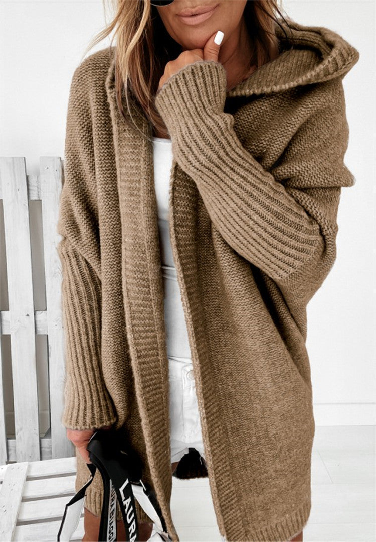 Oversized Hooded Bat Sleeve Cardigan What Else You Got?