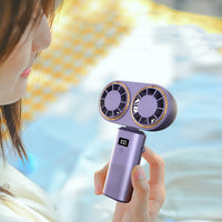 Portable USB Rechargeable Folding Fan - 5 Speeds, Neck Hanging, Digital Display - Perfect for Travel, Beach & Outdoor Adventures