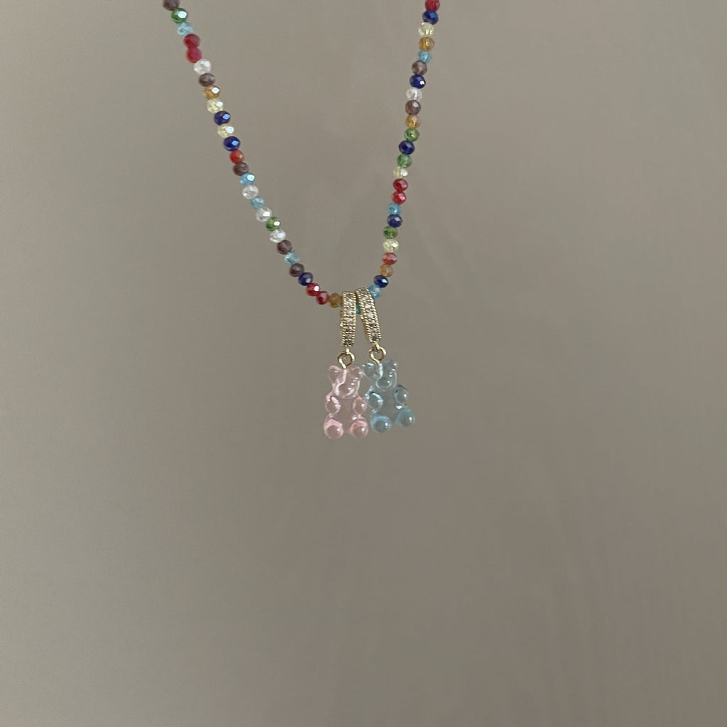 Colorful Beaded Candy Jelly Bear Necklace What Else You Got?