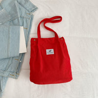 Corduroy Bucket Bag with Laptop Sleeve – Artistic Streetwear Shoulder Tote