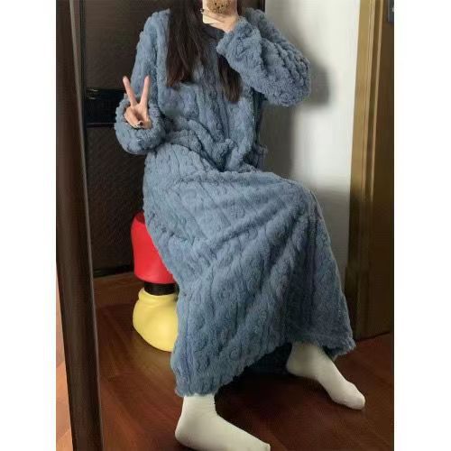 Women’s Winter Coral Fleece Long Nightgown with Pockets What Else You Got?