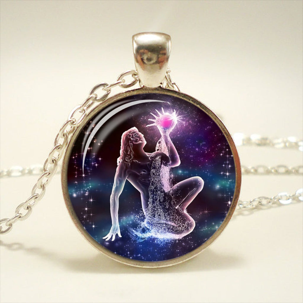 Zodiac Time Gemstone Glass Pendant Necklace What Else You Got?