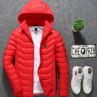 USB Heated Winter Jacket - 3-Temp Electric Heating Vest with Removable Hood - Thermal Coat for Men (Black, M)