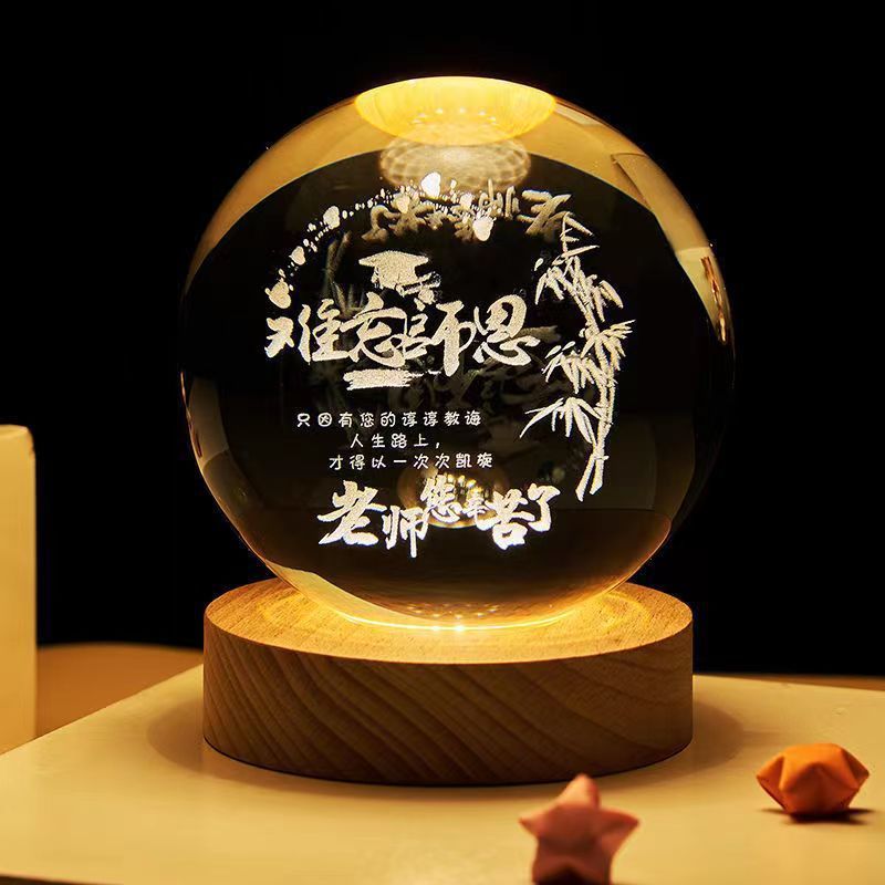 Luminous Starry Sky And Planets Moon Moon Crystal Ball Small Night Lamp Projection Ambience Light Creative Gift New Strange Gift What Else You Got?