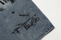Men's Graffiti Print Jeans – Cropped Denim Pants