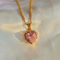 Radiant Heart Jewelry - Gold Clavicle Chain with Colorful Rhinestones - Personalized Valentine's Day Gift for Her