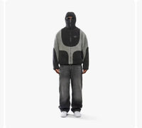 Men's Lamb Wool Hooded Zip Sweatshirt – Cozy Patchwork Casual Coat for Fall & Winter