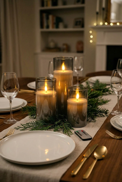 LED Flameless Candle with Remote – Realistic Swinging Flame & Glass Design