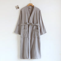 Luxurious 3-Layer Pure Cotton Gauze Bathrobe - 4-Season Comfort for Men