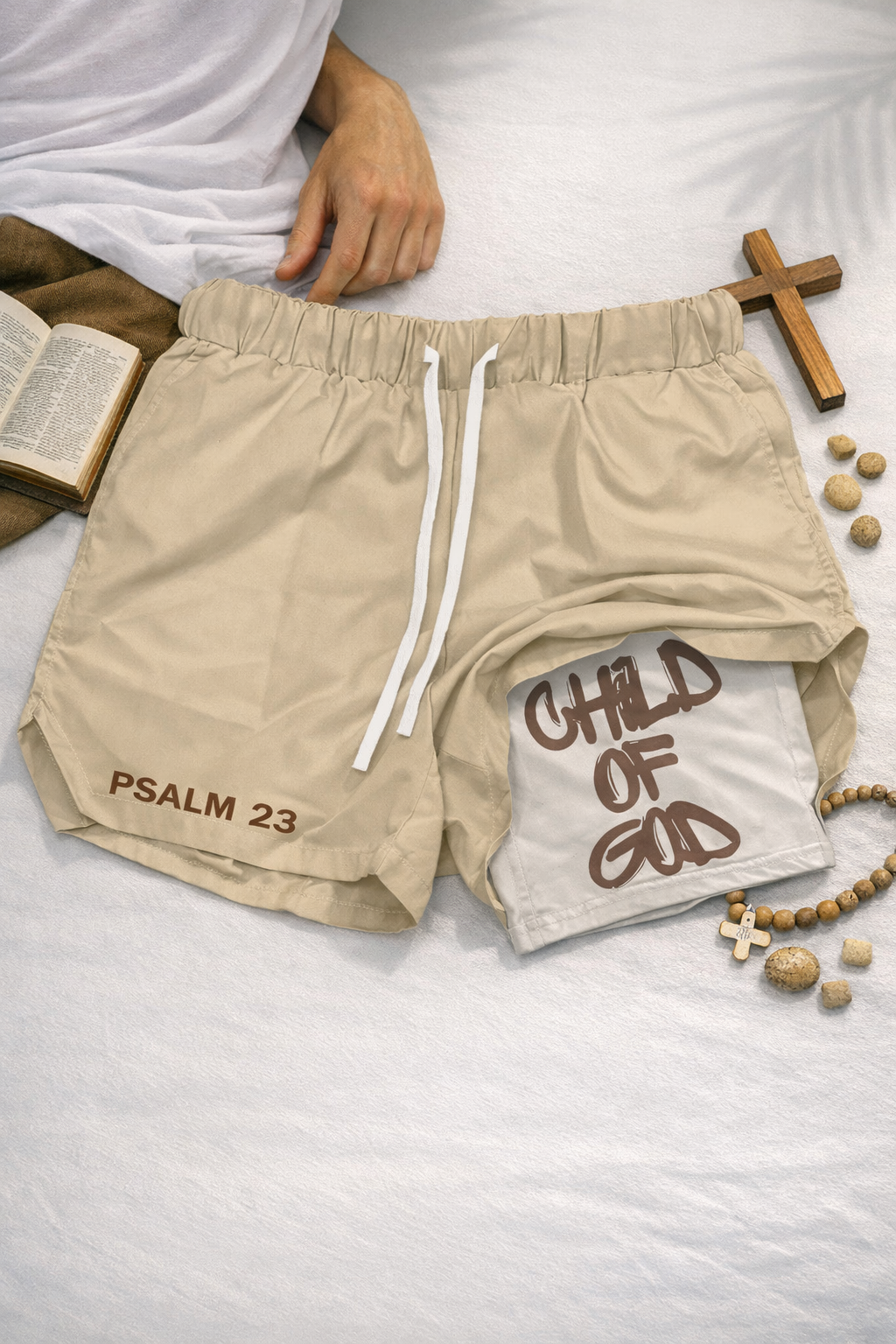 Child of God Double-Layer Graphic Print Shorts – Bold Faith Street Style What Else You Got?