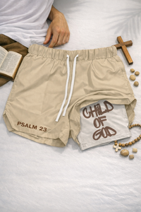 Child of God Faith Streetwear Shorts – Bold Christian Graphic Print & Double-Layer Comfort
