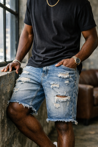 Men's Trendy Distressed Denim Shorts – Streetwear Fashion