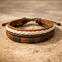 Vintage Punk Multilayer Leather Bead Bracelet – Handwoven Unisex Wrap for Men & Women