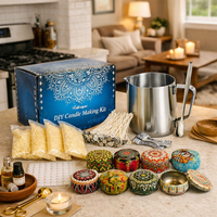 DIY Candle Making Kit - Soy Wax Starter Set with Pouring Pot, Wicks, Tins & Fragrances - Perfect Gift for Crafters