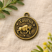 Celestial Charm Pendant: 12 Zodiac Constellation Jewelry Tag | Vintage Alloy Electroplated Gift