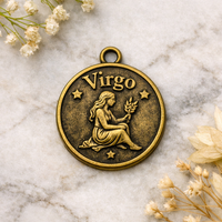 Celestial Charm Pendant: 12 Zodiac Constellation Jewelry Tag | Vintage Alloy Electroplated Gift