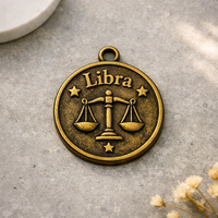 Celestial Charm Pendant: 12 Zodiac Constellation Jewelry Tag | Vintage Alloy Electroplated Gift