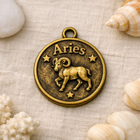 Celestial Charm Pendant: 12 Zodiac Constellation Jewelry Tag | Vintage Alloy Electroplated Gift
