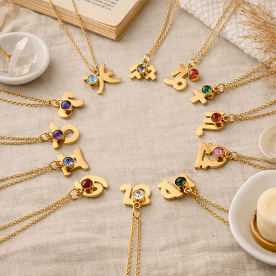 Personalized Zodiac Constellation Necklace with Birthstone - Gold & Faith Inspired Jewelry