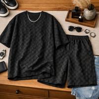 Men's Matching Jacquard Plaid Shorts Set – Relaxed 2-Piece Outfit for Comfort & Style