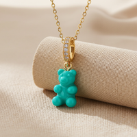 Y2K Gummy Bear Heart Necklace – Colorful Kawaii Candy Pendant