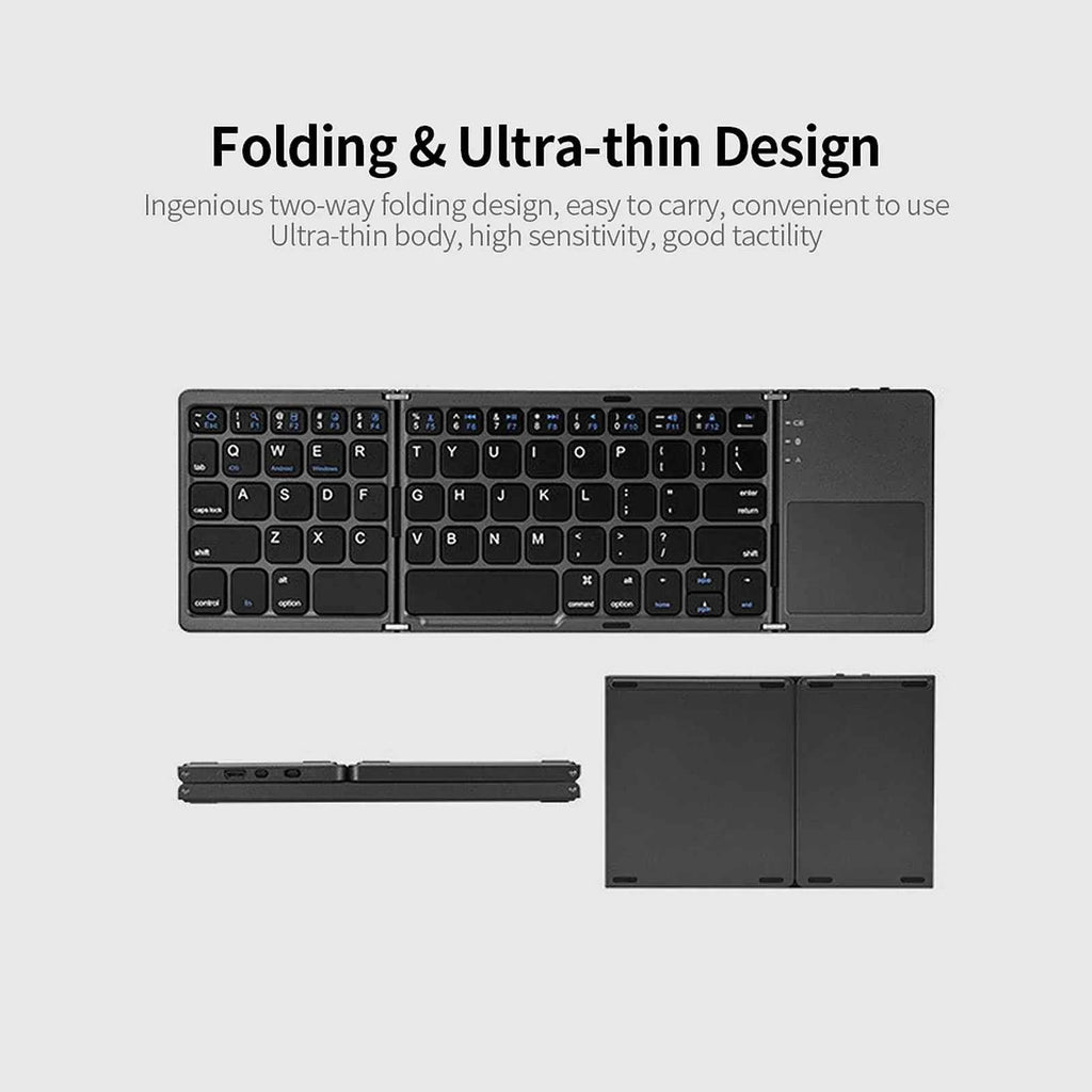 Pocket-Sized Folding Bluetooth Keyboard – Ideal for Tablets, Phones & Laptops