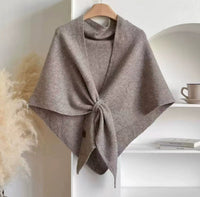 Women’s Winter Triangular Knit Shawl – Warm Solid-Color Neck Wrap 185 × 76 cm