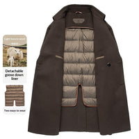 Heavenly Warmth: Premium Double-Faced Wool Coat with Detachable Goose Down Lining – Winter Overcoat for Men & Women