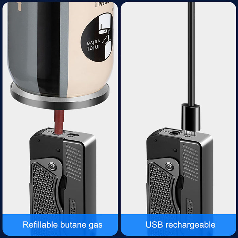 Dual‑Arc Foldable Gun‑Style Lighter – USB Rechargeable & Butane Hybrid Windproof Flame What Else You Got?