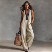 Women's Effortless Linen-Blend Jumpsuit – Summer’s Simplest Style