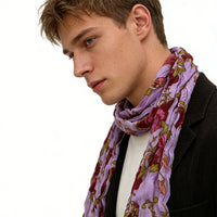 2pcs Vibrant Crinkle Magenta Printed Polyester Texture Scarf