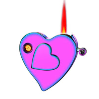 Heart-Shaped Dual-Flame USB Lighter – Windproof Rechargeable Gift for Him & Her