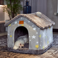 Cozy Foldable Pet House – Warm & Safe Dog & Cat Bed for Winter (5 Colors & 3 Sizes)
