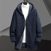 Cozy Winter Men's Fleece-Lined Hooded Zip Cardigan - Warm & Stylish Layering Sweater