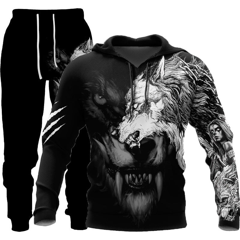 3D Wolf Print Tracksuit – Hooded Two‑Piece Jogging Set (Spring/Autumn Sportswear) What Else You Got?