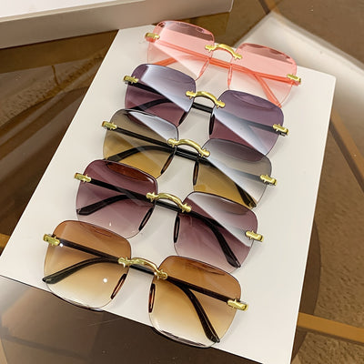 Trendy Frameless Square Gradient Sunglasses for Women — UV400 Protection & Stylish Shades