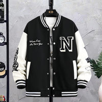 Men’s Stylish Letter-Print Baseball Jacket – INS-Inspired Casual Coat for Spring & Autumn
