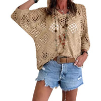 Long Sleeve Knitted Blouse Beach Pullover Tops