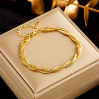 Gold Plated Double Layer Snake Chain Bracelet - Punk Luxury Fashion Jewelry for Women & Girls - 8 Colors