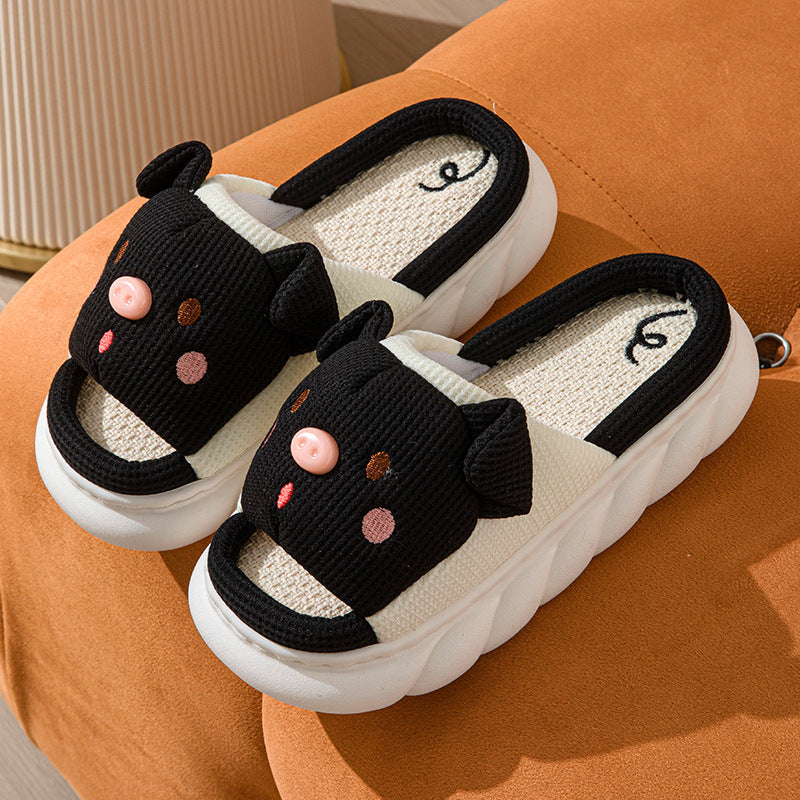 Cute Piggy Slippers Open Toe Linen Home Slipper Couples Women Men Cartoon Pig House Shoes What Else You Got?