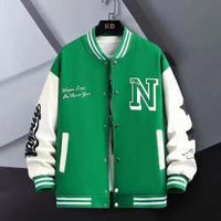 Men’s Stylish Letter-Print Baseball Jacket – INS-Inspired Casual Coat for Spring & Autumn