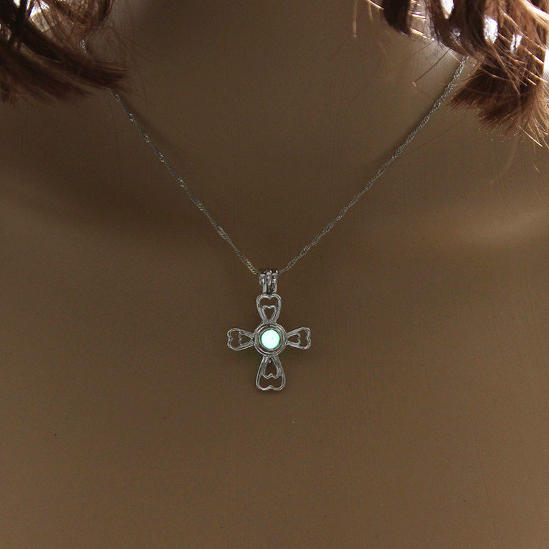 Multi-colored glow-in-the-dark Lucky clover hollow out DIY necklace What Else You Got?