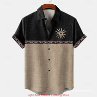 Elegant Short-Sleeve Patchwork Shirt with Printed Buttons - Loose Fit for Teens